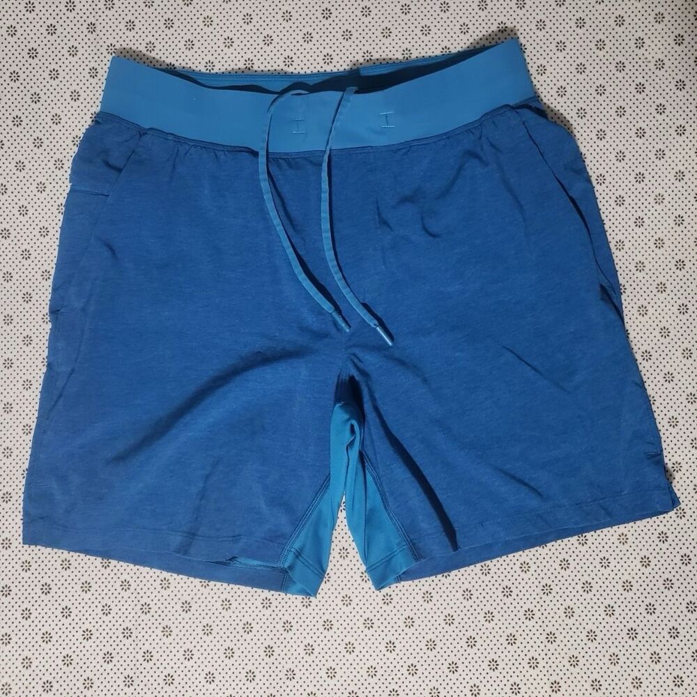 Lululemon Men's M T.H.E. Short 9" Linerless Blue Athletic Gym Training Shorts